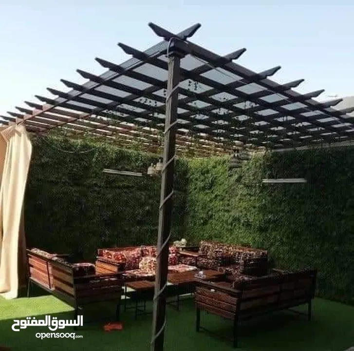تركيب مظلات خشب براجولا مع الاشعه للكراجات والبلكونات والحدائق