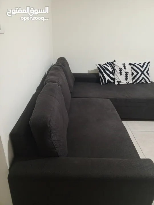 طقم كنب زاويه حديث كورنر لون سكني غامق صناعه اجنبيه