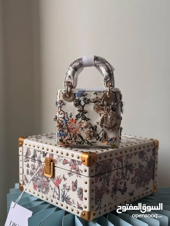 Christian Dior Micro Lady Dior with Small Trunk Multicolor Embroidered Calfskin Light Gold Hardware
