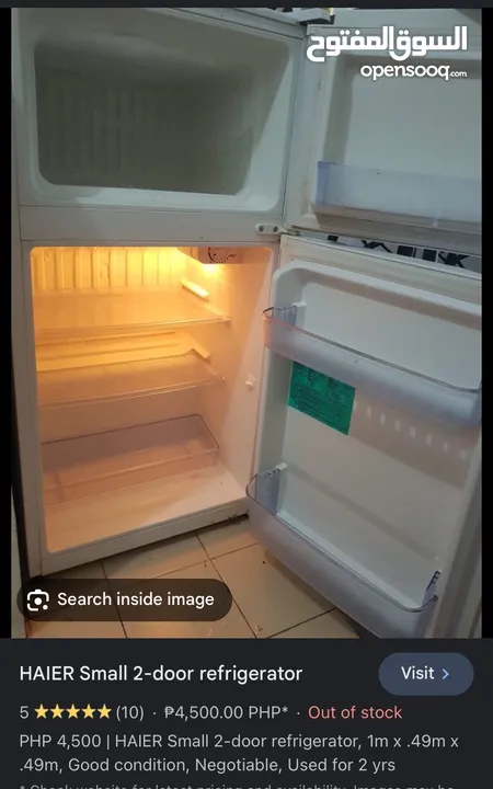 Haier Small  2 Door refrigerator & freezer .  Size 100 cm X 50cm X 50cm.  Good condition.