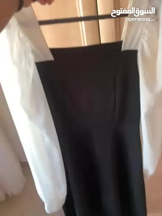 فستان سهرة ابيض واسود