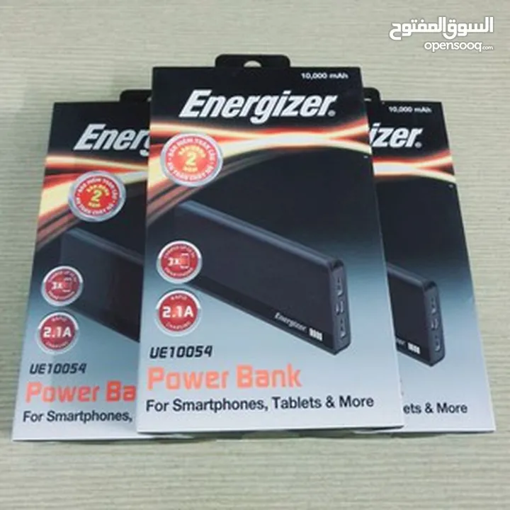 Energizer power bank 10000mah UE10054 بور بانك باللونين الأبيض والأسود