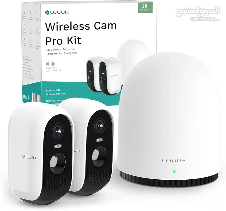 WUUK 2K Security Camera Wireless Outdoor System, 2-Cams Kit