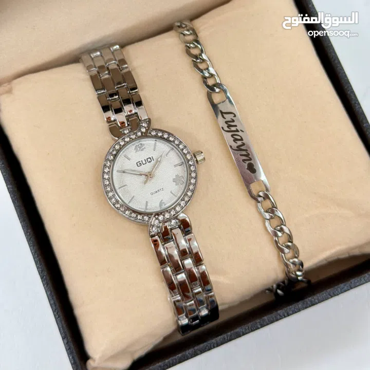 طقم ساعة واسوارة ستاتي  الحفر حسب الطلب