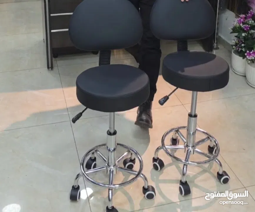 كرسي عملي متحرك مع ظهر ثابت، مريح، ويتحمّل استخدام يومي طويل ارتفاع قابل للتعديل دوران 360°إسفنج .