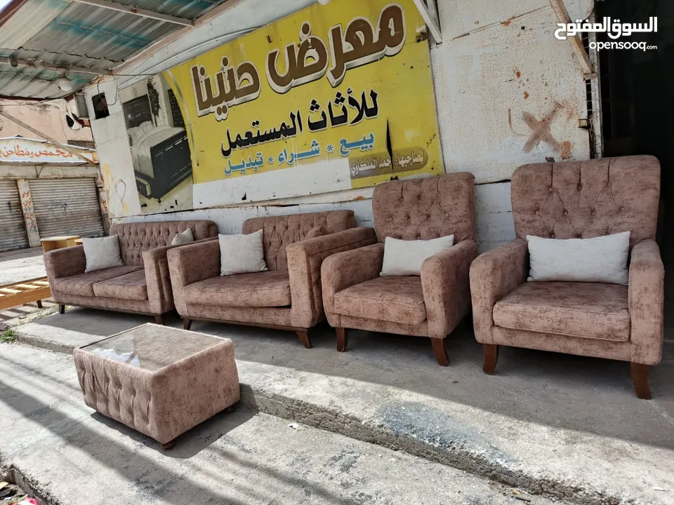 كنب تفصيل 7 مقاعد مع طاولته خشب سويد والأرجل  زان