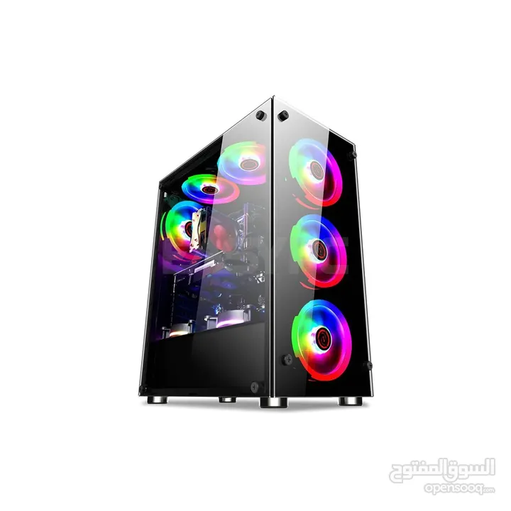 كيس جيمنج للتجميعات فارغ مع 4 مراوح ار جي بي ملون - TERMINATOR T-850 4X RGB FANS GAMING CASE