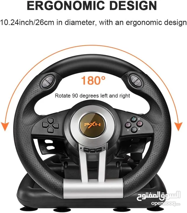 ستيرنغ ويل مقود سواقة مع بريكات لأجهزة الـ PC و البلايستيشن PXN V3 Steering