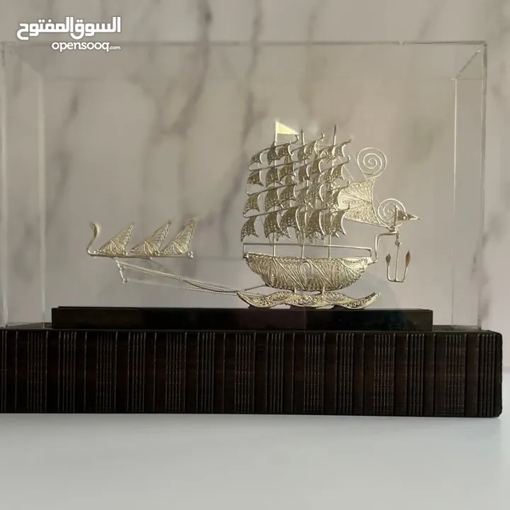 Ship statue, made of pure silver, handmade, trend 2025 , beautifulllllllllllllll