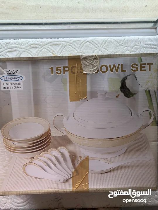 15 pcs porcelain bowl set -  طقم صحون بورسلين متكون من 15 قطعة