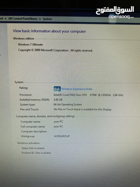 كمبيوتر pc مستعمل ماركة Acer