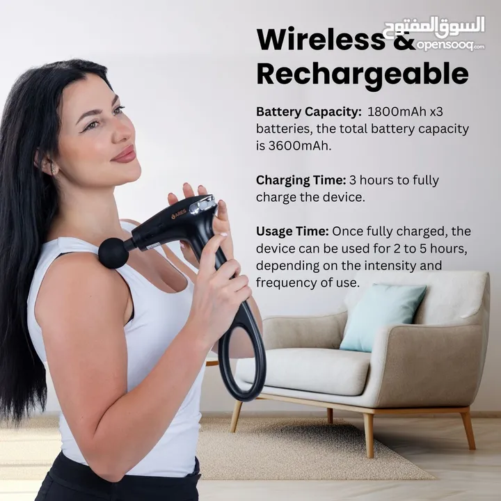 جهاز المساج للعضلات وتنشيط الأنسجة آي الترا  4رؤوس  8سرعات  1800 mAh  حقيبة تخزين  شامل التوصيل