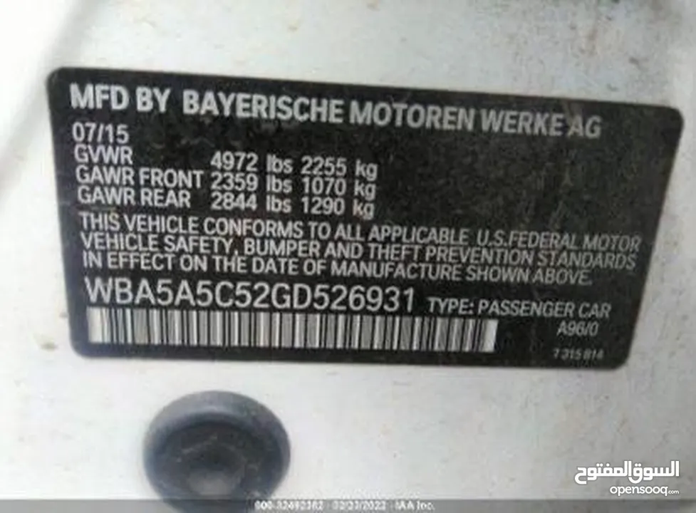 للبيع BMW 528i 2016 بحالة ممتازة