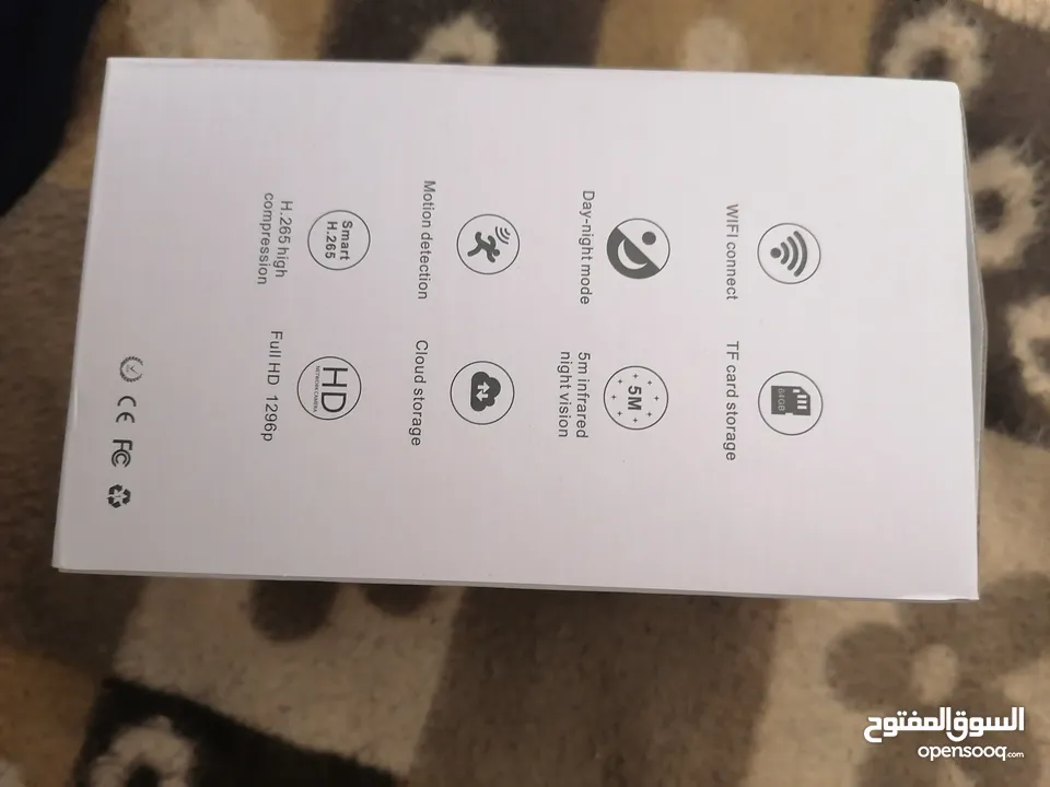 كاميرة مراقبه ذكيه مع رؤيه ليله وأشعه تحت الحمراء وحساس حركهPIR تتحرك 355 درجه بدقة 3ميجا بكسل للبيع