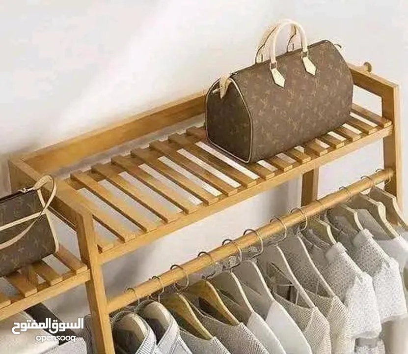 منظم الملابس الخشبي  تعليق ورفوف