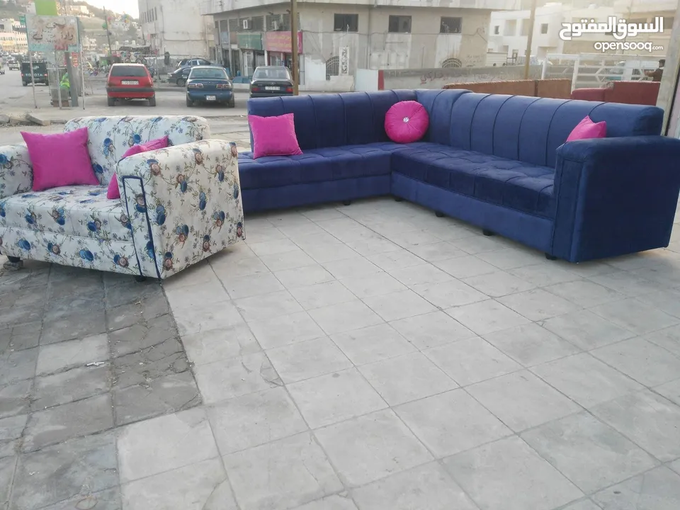 عرض خاص كورنر 9 مقاعد مع كنب مزدوجة + بفه + 7 مخدات