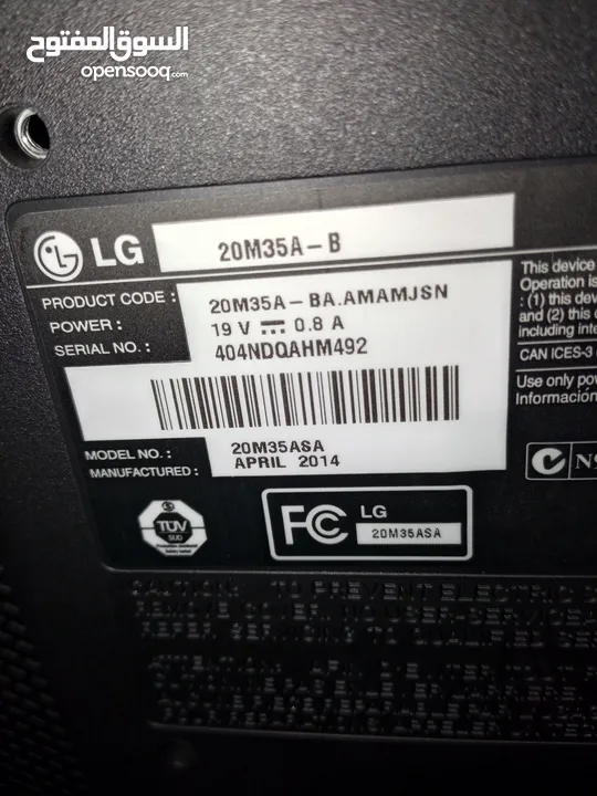 شاشة كمبيوترLG20انش مونيتورLEDمع نحولها الأصلي مدخلVGAبحاله ممتازه عالفحص شغاله100%
