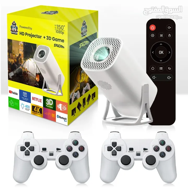 بروجيكتور عالي الدقة اندرويد ويندوز ابل وايفاي Projector Universal S40 Max 4K Auto Keystone