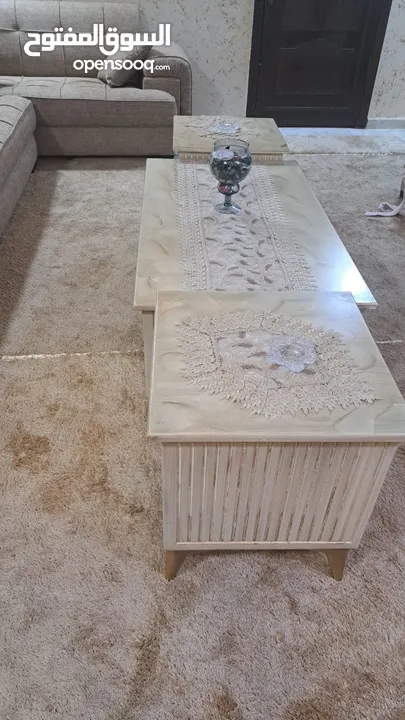طقم طرابيزات خشب زان  استعمال بسيط جدا