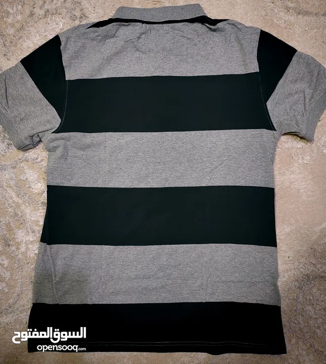 Polo Shirt - Slim Fit XL (Black & Grey Stripes)