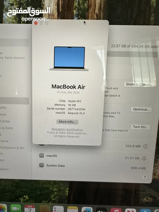 2024 MacBook Air M3 512SSD 16Memory مشحون 5 مرات بسعر مغري جدا
