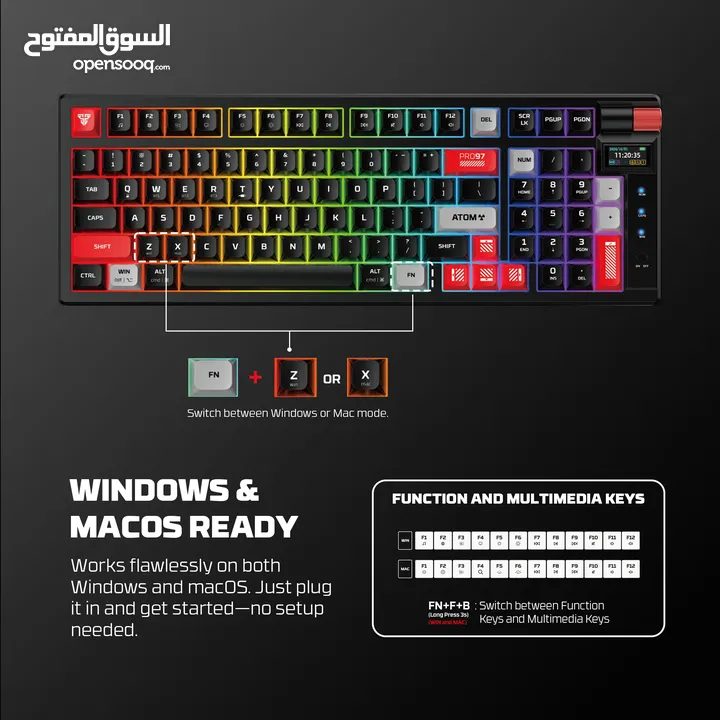 FANTECH MK918 ATOM PRO97 WIRELESS MECHANICAL GAMING KEYBOARD WHITE كيبورد فانتيك الجديد المميز