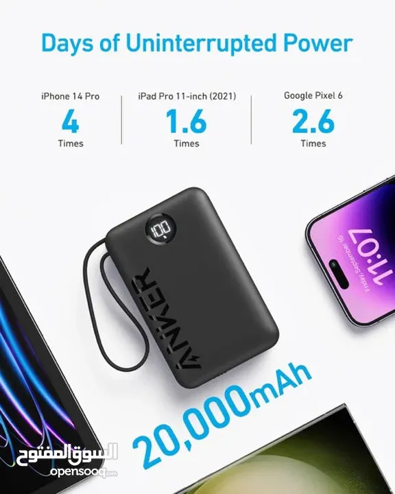 anker 22.5 w power bank 20000mah مزوط طاقه انكار