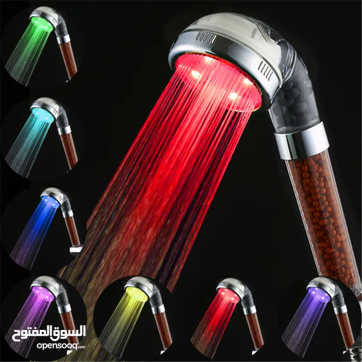 الدوش العجيب المضئ + تقويه ضغط الماء LED shower بدون كهرباء او بطاريات دش حمام