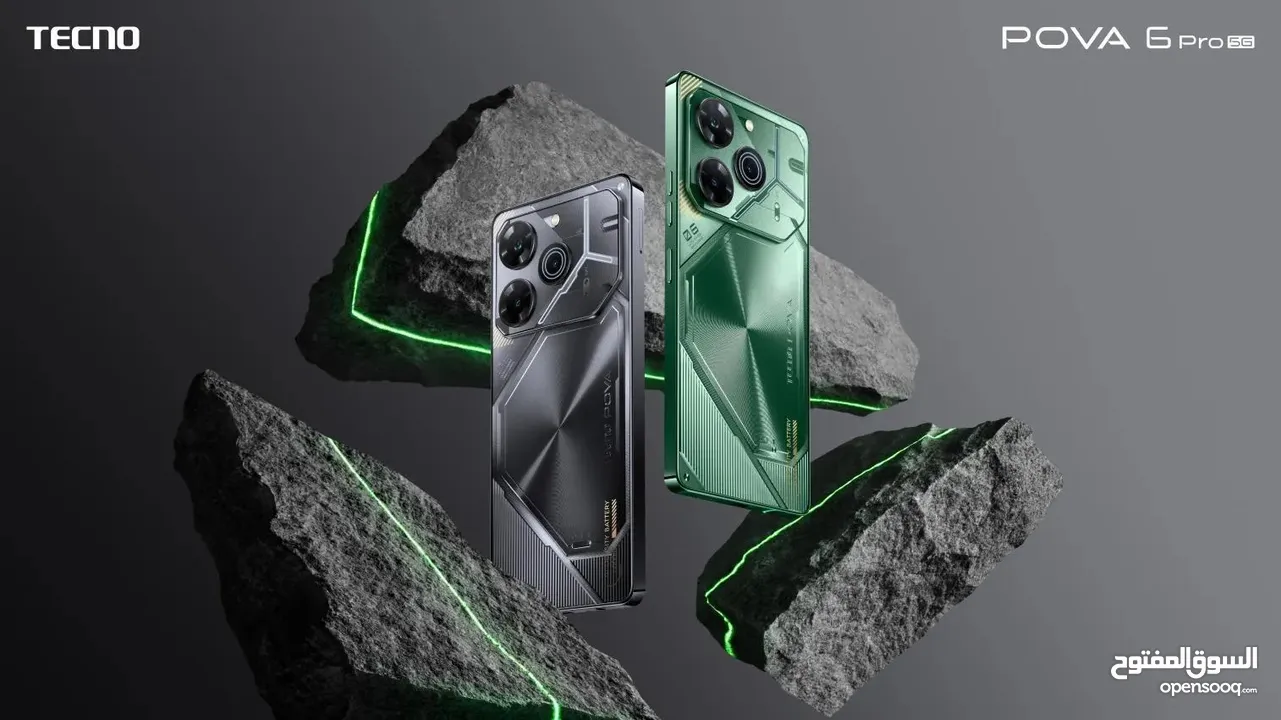 Tecno pova 6 pro 5g مستعمل بحالة ممتازة شبه الوكالة مع كامل ملحقاته السعر قابل للتفاوض