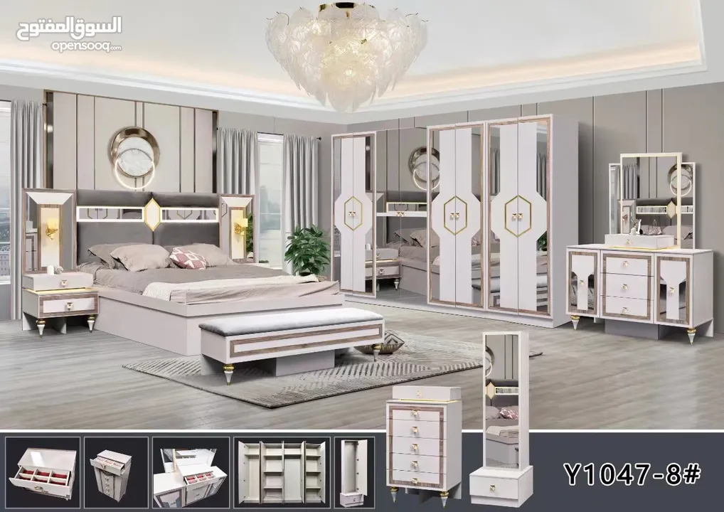 غرف نوم 10 قطع مع ترکیب مع دوشج شامل/BEDROOM SET 10 PIECES