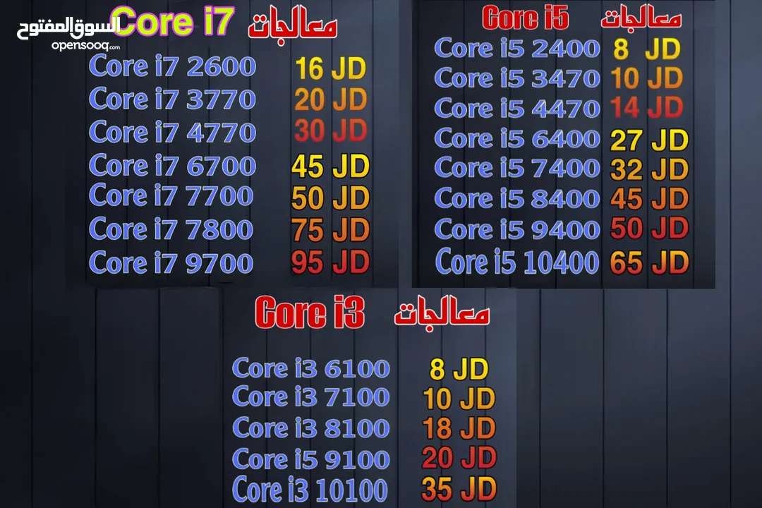 معالجات مستعملة وقطع كمبيوتر جديدة