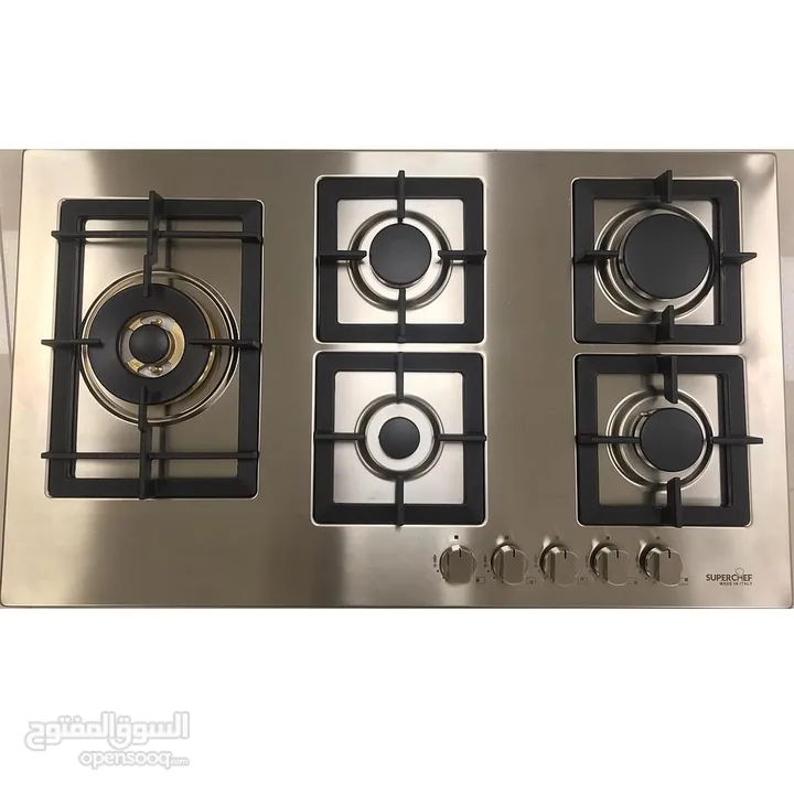غاز بلت إن 90*60سم 5 رؤوس غاز مفاتيح امامية مناصب سكب مفصولة ستينلس ستيل من نيوتن ستورز nw6440