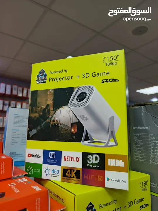 بروجيكتور عالي الدقة اندرويد ويندوز ابل وايفاي Projector Universal S40 Max 4K Auto Keystone