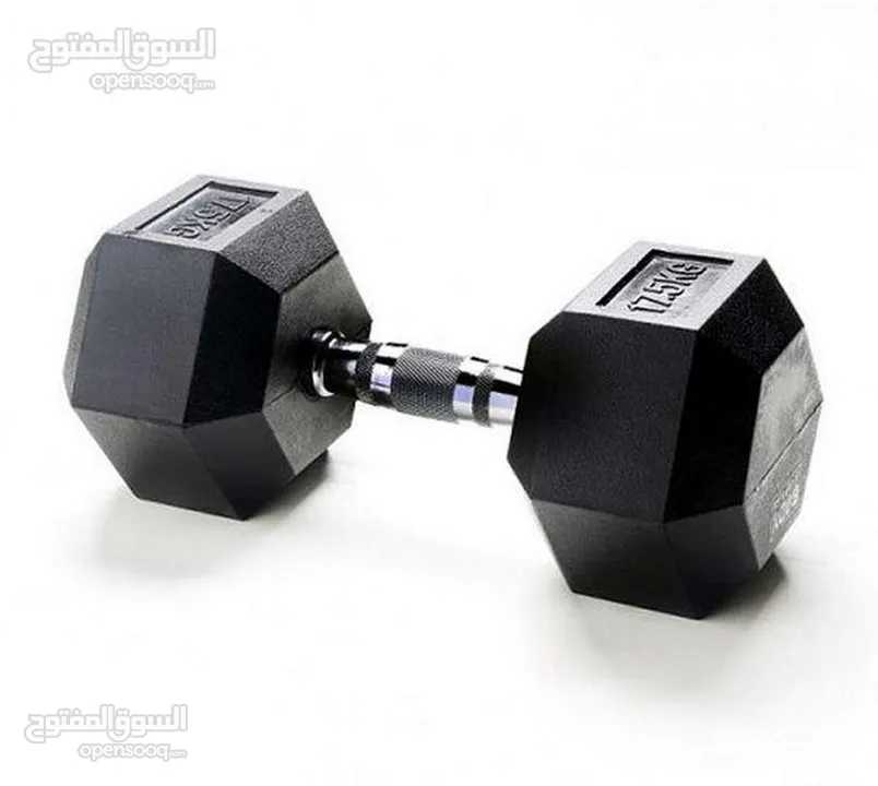 dumbbell ربر سداسي ثابت متوفر لدينا جميع الأوزان /سعر مميز للطقم الكامل