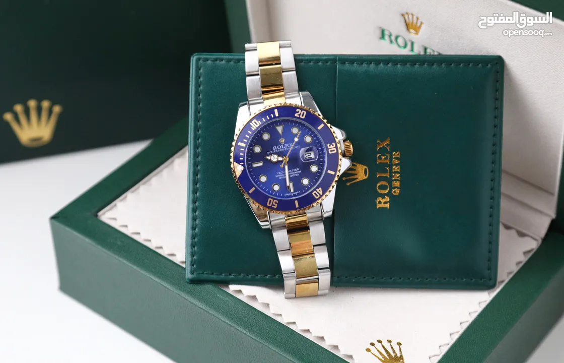 ساعات Rolex ستيل + جلد مع بكج رولكس لساعة وبطاقة كفالة لمدة سنة كاملة من تاريخ الاستلام  تواصل واتس