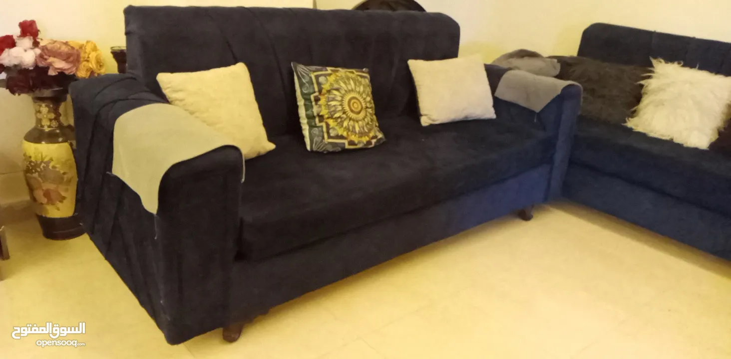 تم تنزيل السعر .... طقم كنب متحرك 5 قطع  حرف L + ثلاثيه + ثنائيه يعني 14 مقعد  تفصيل ومش تجاري +