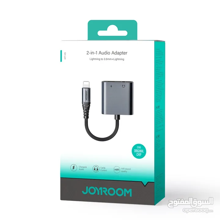 Joyroom SY-L01 محول DAC من Lightning إلى Lightning / 3.5 مم mini jack 2 في 1 - أسود