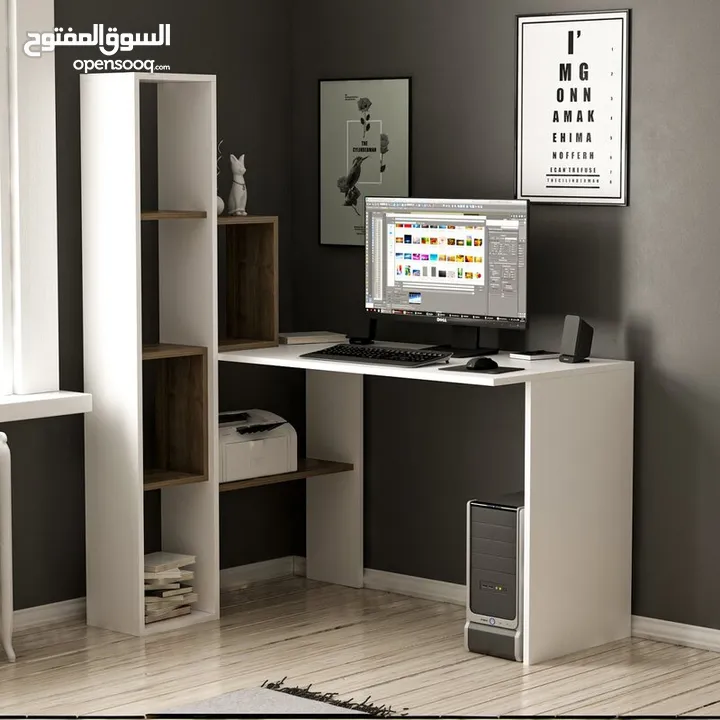 مكتب زاوية للدراسة والكمبيوتر مع إمكانية تغيير اللون والاتجاه حسب الطلب