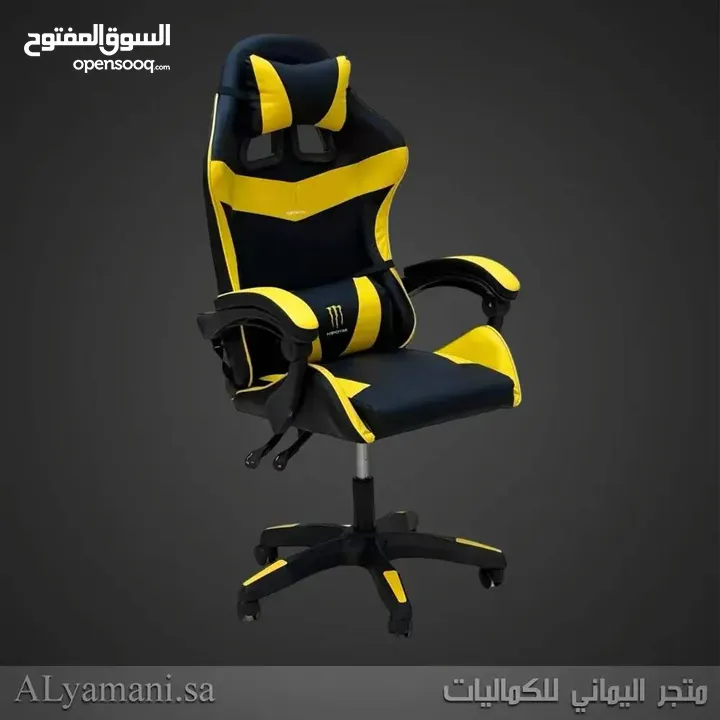 كرسي الجيمنج مع مسندة ومخدات طبية تحكم بالارتفاع تحكم بالظهر بزاوية 135 مسند الرجلين طويل