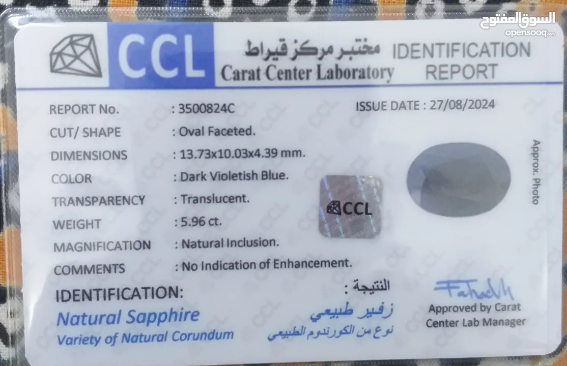 حجر ياقوت أزرق مدغشقري مع شهادة المختبر natural medagascar blue sapphire with certificate