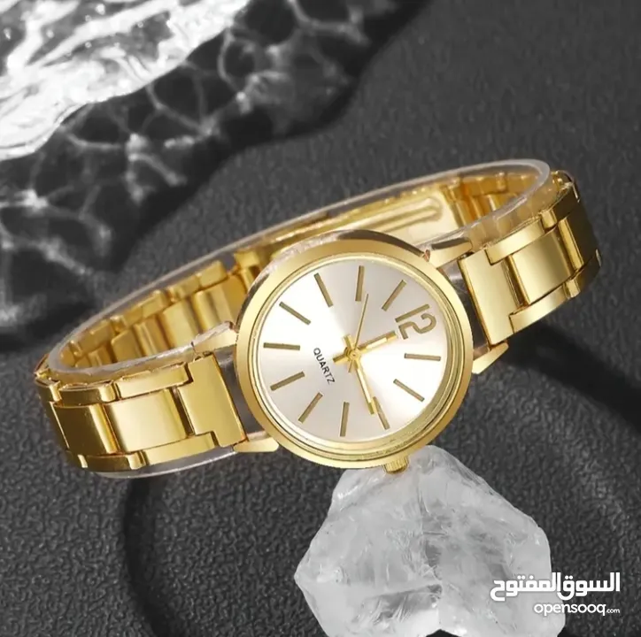 طقم اكوارتز نسائي ساعه وخاتم وسلسال واساور