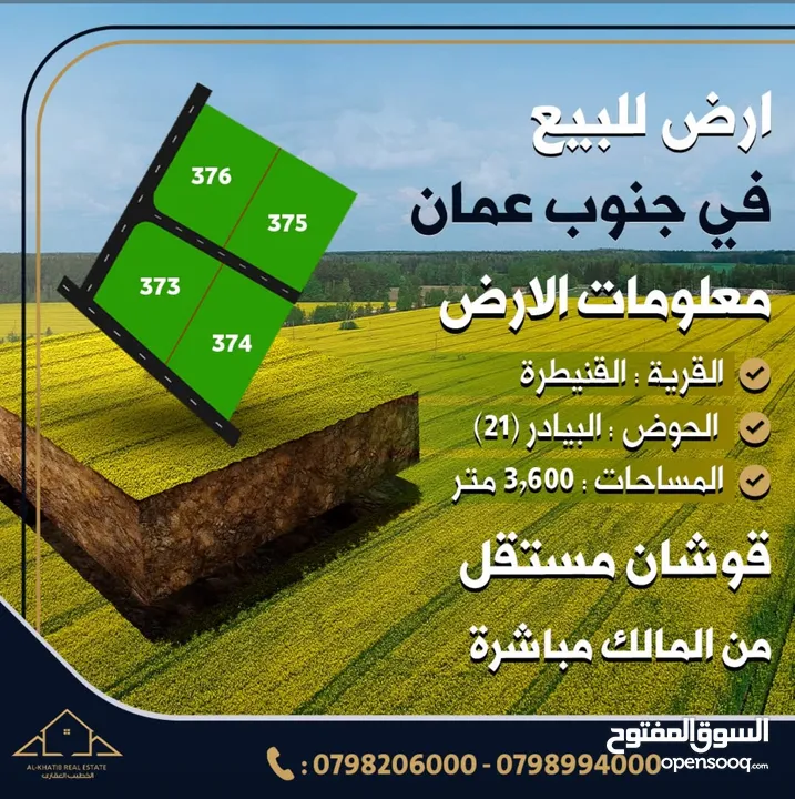 للبيع أراضي مميزة في القنيطرة جنوب عمّان – على شوارع وحدّ خدمات وبجانب مشاريع كبرى قائمة