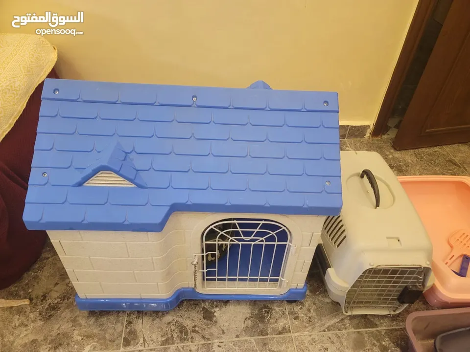 كوخ جديد حجم كبير واكسسوارات قطة بحالة الجديد للبيع المستعجل