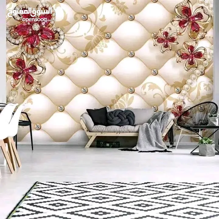 ورق حائط ثلاثي الأبعاد نسيج الماني بأشكال عصريه مميزة مع وجود تصاميم تناسب جميع المواقع  متوفر شحن
