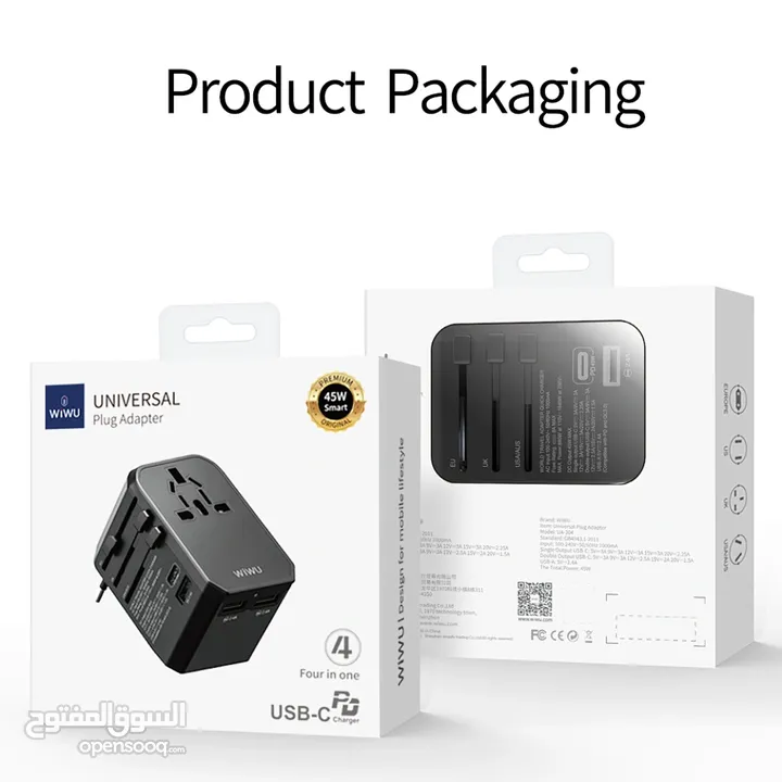 WIWU  UNIVERSAL PLUG ADAPTER 45W SMART -NEW -MEAGByte