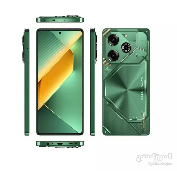 Tecno pova 6 pro 5g مستعمل بحالة ممتازة شبه الوكالة مع كامل ملحقاته السعر قابل للتفاوض