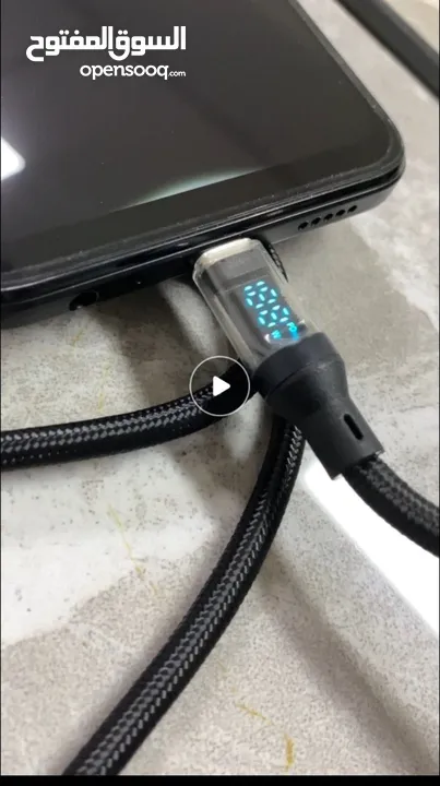 وصلة تدعم الشحن السريع مع شاشه عرض سرعه الشحن خامة عالية الجوده usb to type c cable with screen
