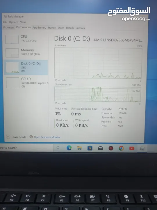 الجيل الثامن  الهارد 256 ssd. الرام 8 ddr4 حجم الشاشة 14