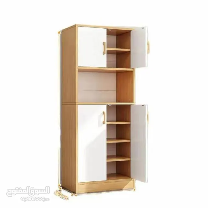 قدّمنا لك خزانة مطبخ خشب بـ 4 أبواب + رف وسطي بتصميم عملي وعصري الأبعاد: 150×30×60 سم