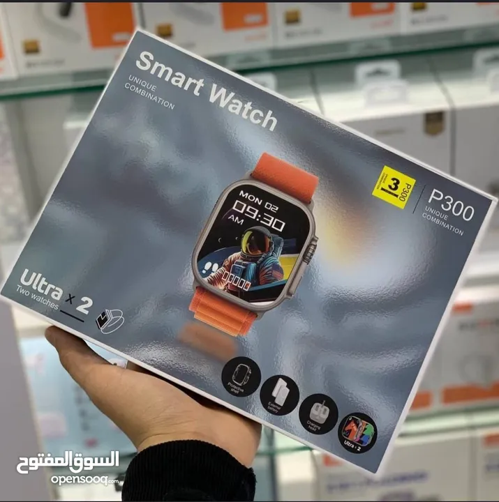 Smart watch ultra-2 4+1 البكج الاحدث والافخم في البلاد شحن لاسلكي و4 اشرطة اجراء واسقبال مكالمات